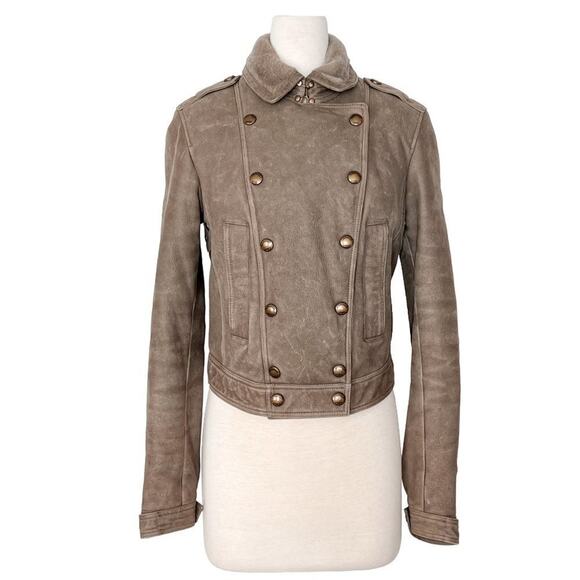 Burberry Brit Lamb Suede Shearling Double Breasted Coat US 4 - Picture 2 of 10